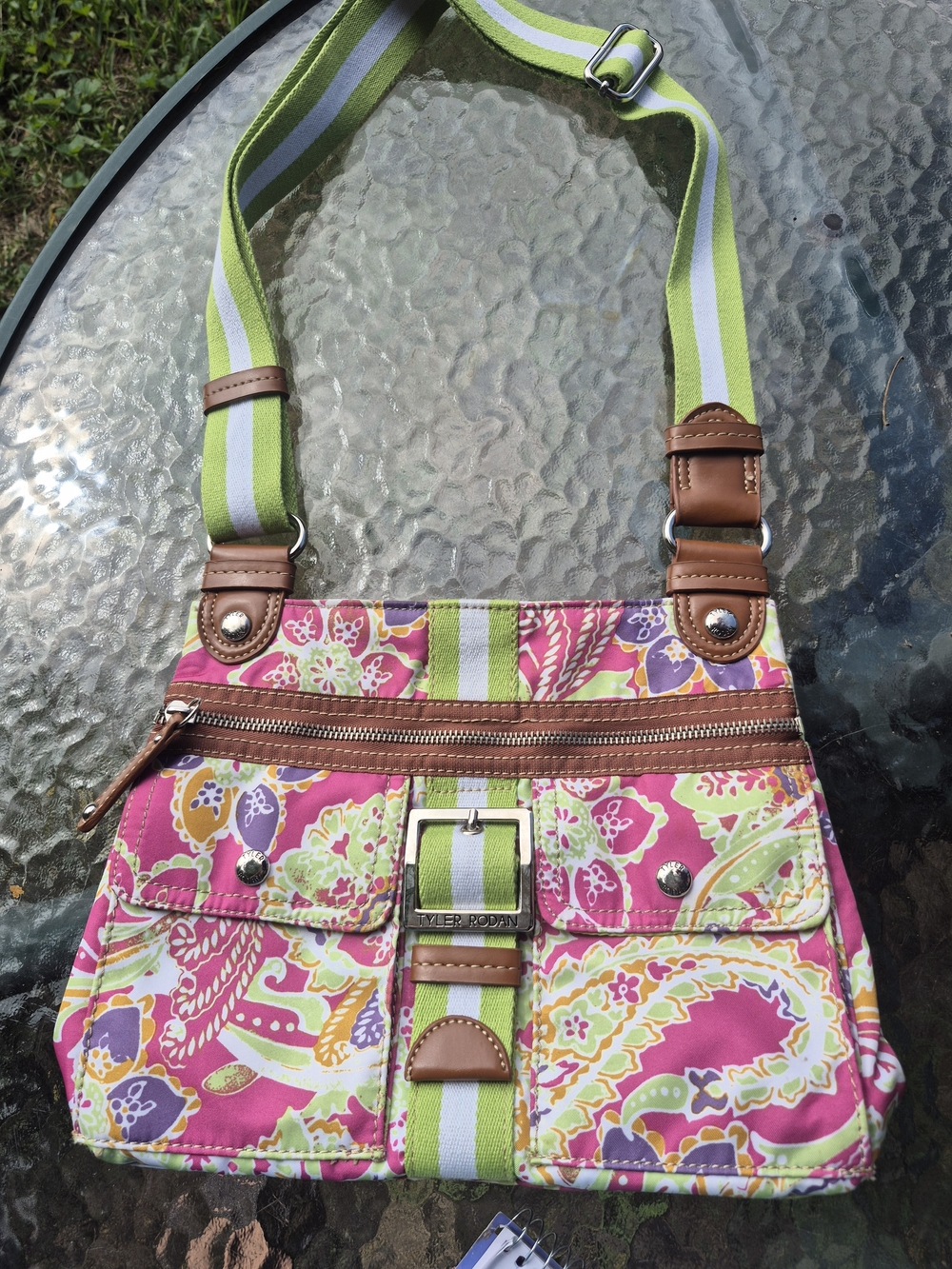 Tyler Rodan Pink & Green Floral Crossbody Bag